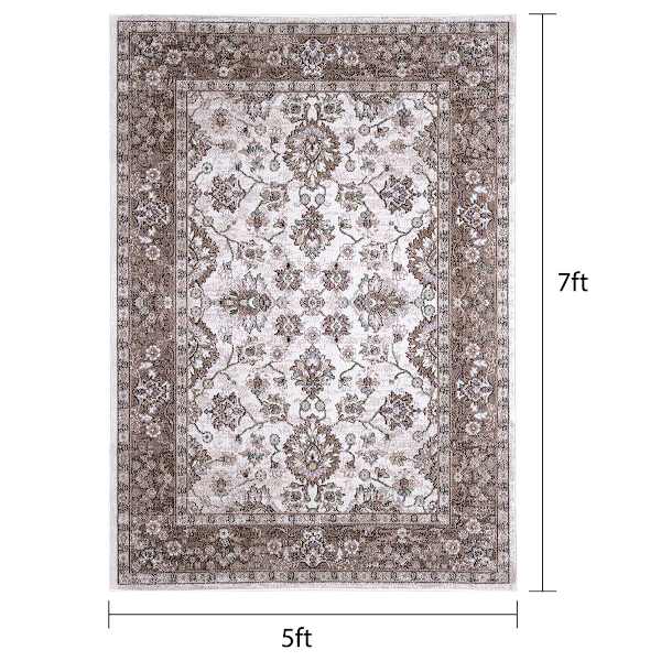 Greta Light Brown Medallion Rugease Area Rug, 5x7