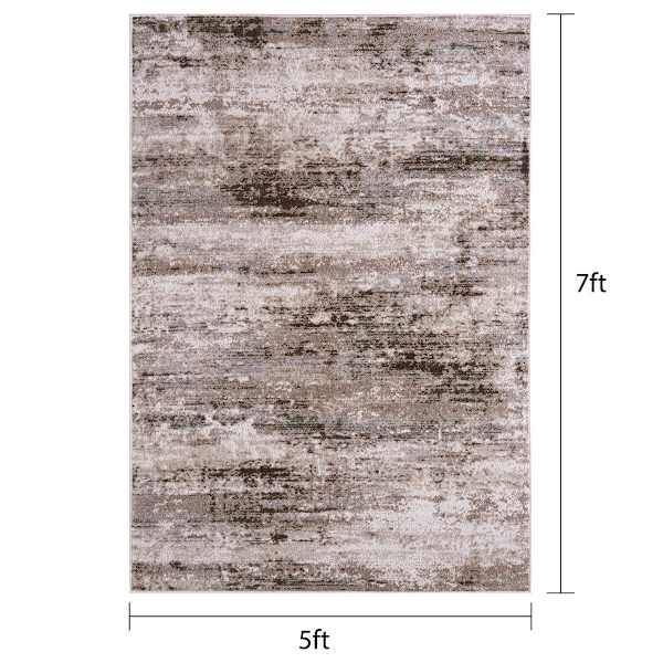 Lainey Neutral Abstract Rugease Area Rug, 5x7