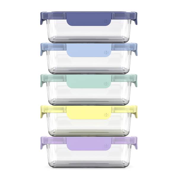 Ello Duraglass Color Lock 10 Piece 3.4 Cup Meal Prep Food Storage Set