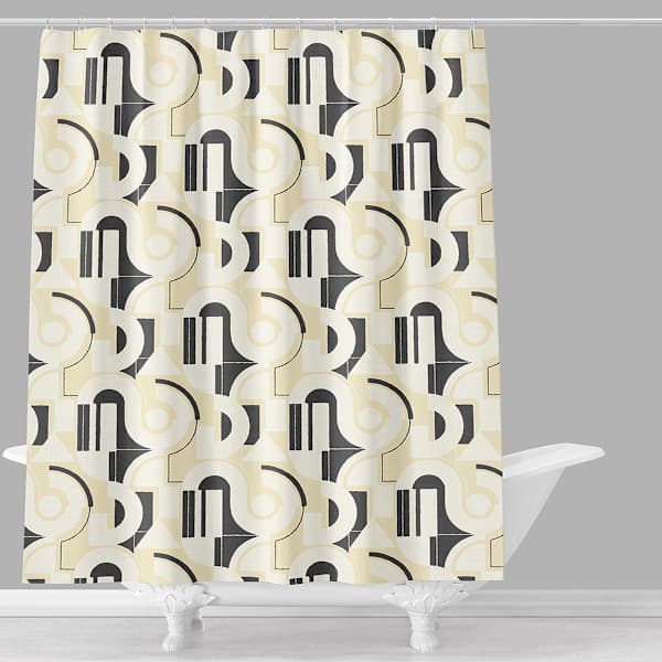 Black Modern Geometric Shower Curtain, 72"