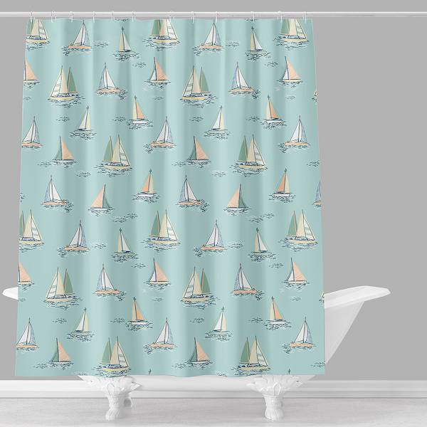 Blue Sailboats Shower Curtain, 72"