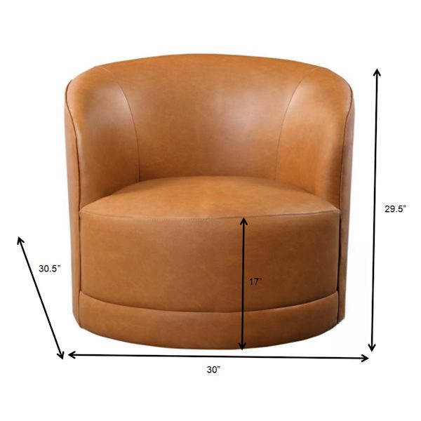 Crosby St. Sawyer Swivel Faux Leather Chair, Cognac