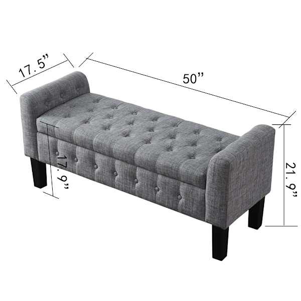 Providence Andy Storage Bench, Grey