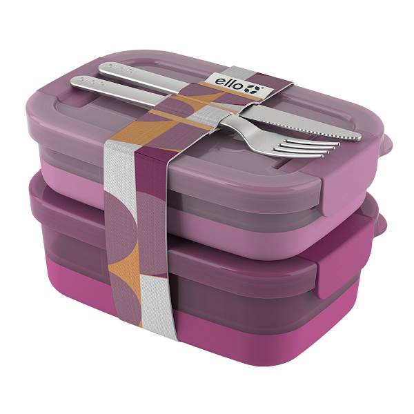 Ello Raspberry Plastic Lunch Stack