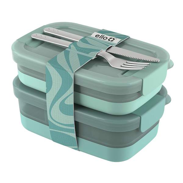 Ello Mint Plastic Lunch Stack