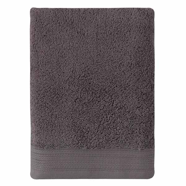 Honeybloom Plush Performance Solid Dark Grey Bath Towel, 30x54
