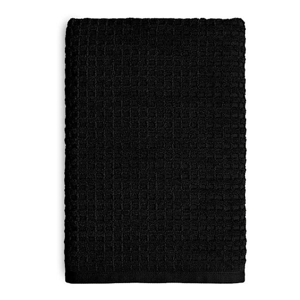 Crosby St. Black Terry Waffle Cotton Bath Towel, 30x54