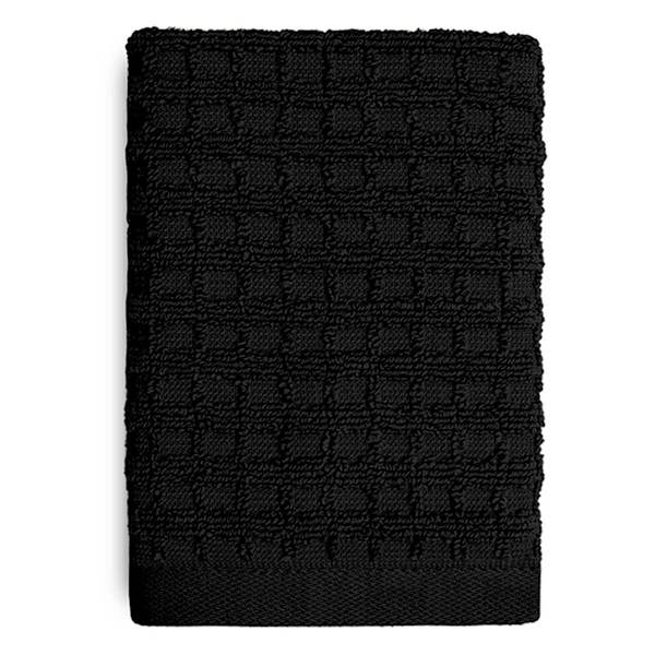Crosby St. Black Terry Waffle Cotton Washcloth, 13"