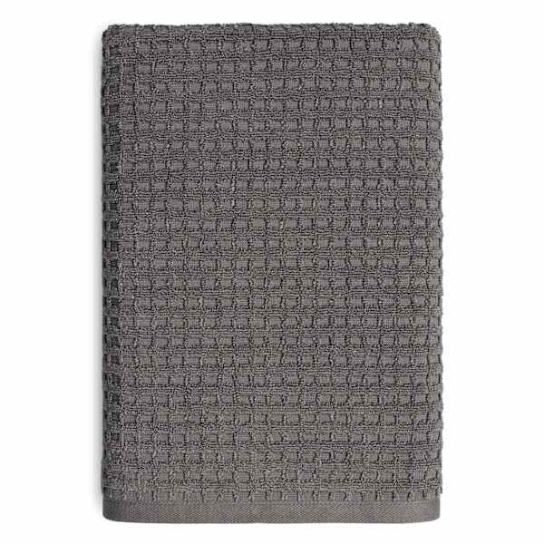 Crosby St. Dark Grey Terry Waffle Cotton Bath Towel, 30x54