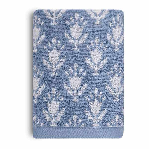 Honeybloom Plush Performance Blue Patterned Hand Towel, 16x28