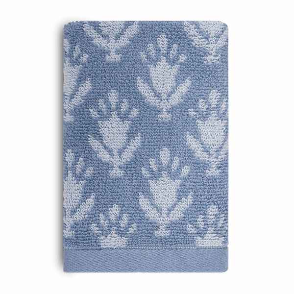 Honeybloom Plush Performance Blue Patterned Cotton Washcloth, 13"