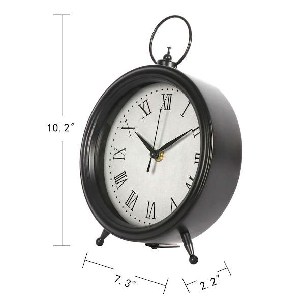 Black Round Table Clock, 10"