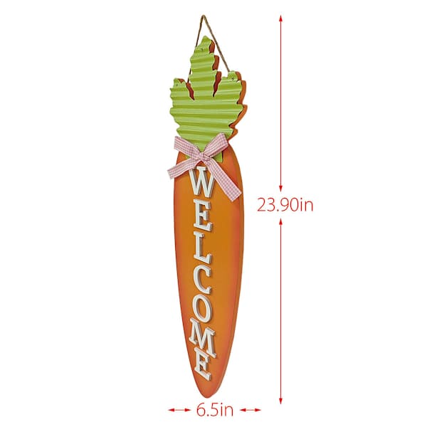 Homespun Easter Welcome Carrot Wooden Wall Sign, 7x24