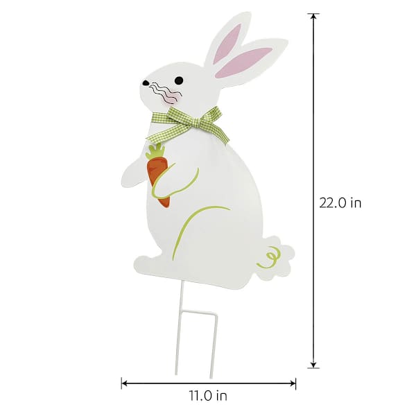 Homespun Easter Metal Bunny Yard Stake with Carrot, 22"