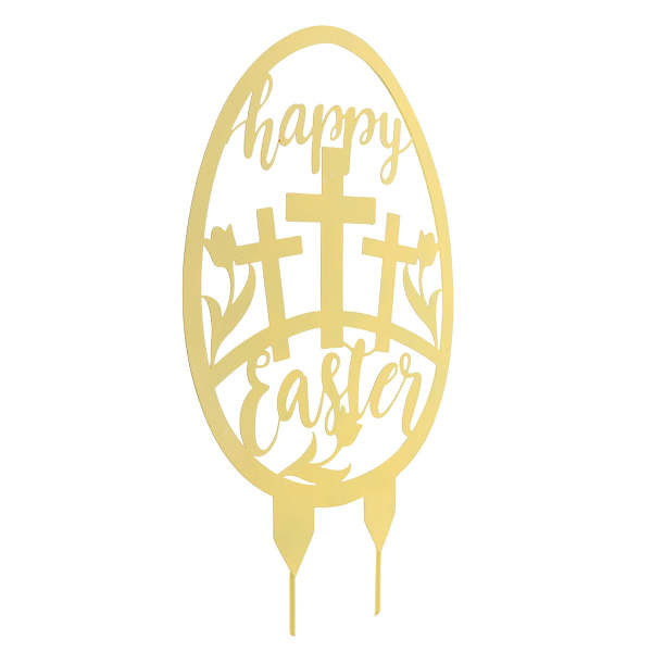 Honeybloom Easter Egg with Crosses Metal Yard Stake, 18"