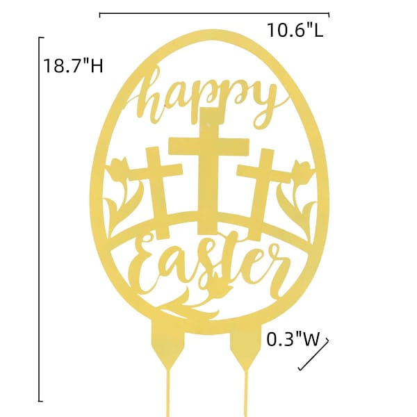 Honeybloom Easter Egg with Crosses Metal Yard Stake, 18"