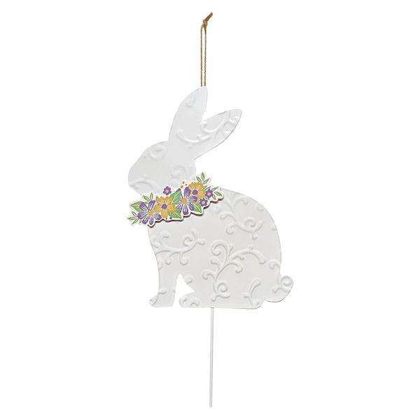 Honeybloom White Easter Bunny Yard Stake, 13"