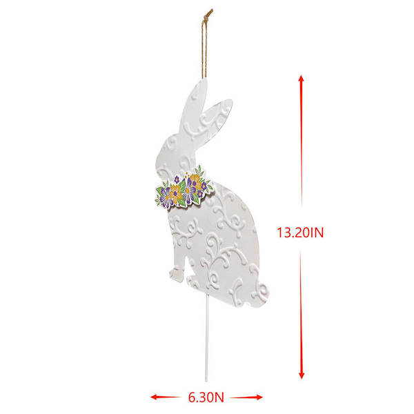 Honeybloom White Easter Bunny Yard Stake, 13"