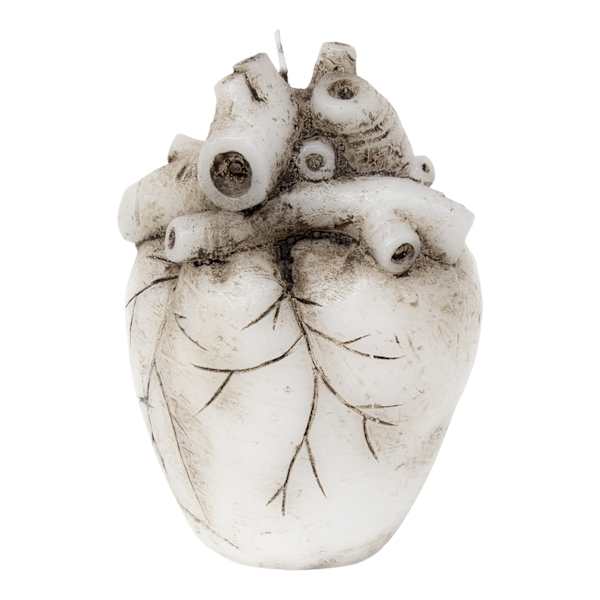 White Heart Bleeding Candle, 5"