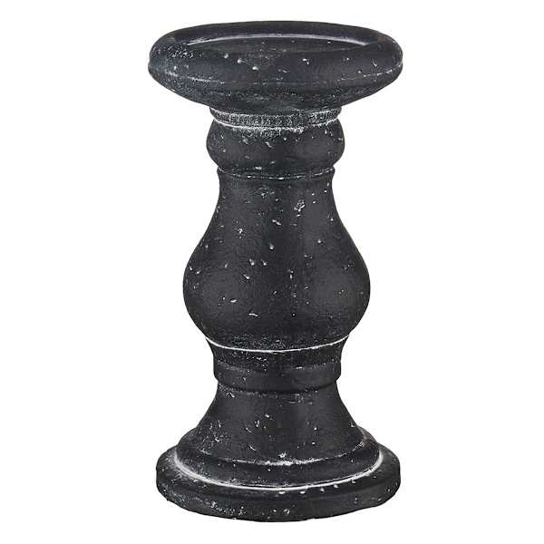 Black Cement Candle Holder, 7"