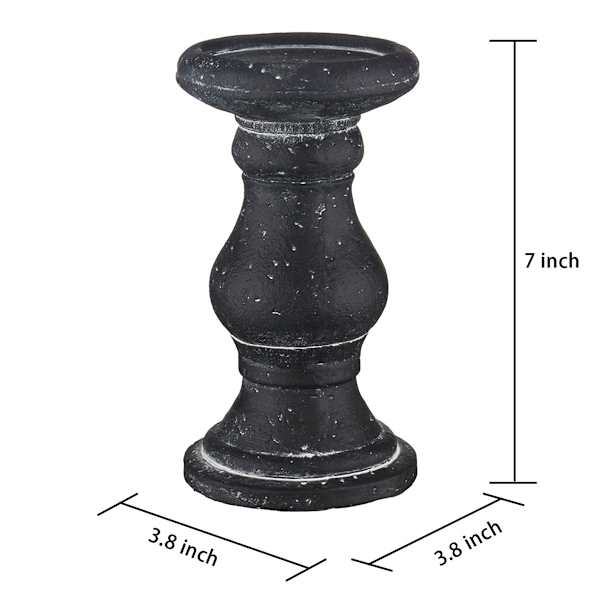 Black Cement Candle Holder, 7"