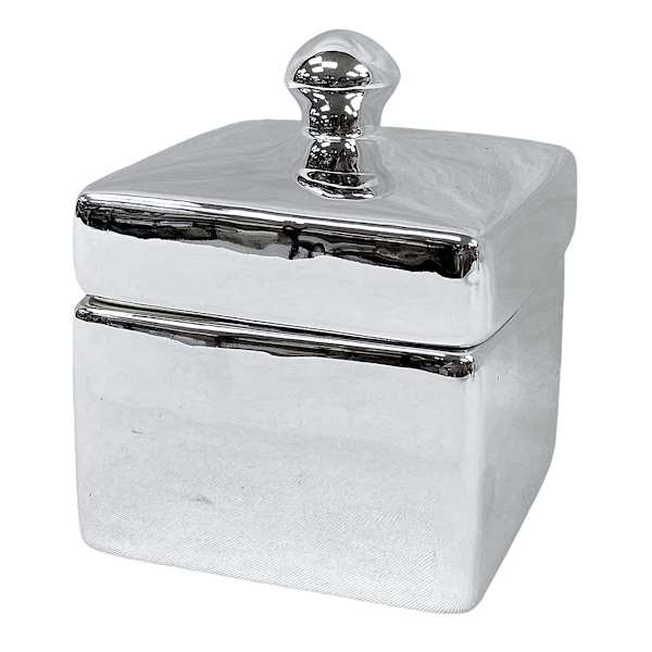 Found & Fable Silver Square Ceramic Box, 3.5"