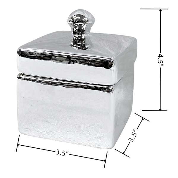Found & Fable Silver Square Ceramic Box, 3.5"