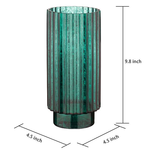 Found & Fable Green Ribbed Glass Vase, 10"