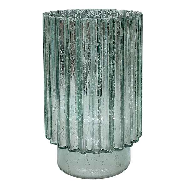 Found & Fable Green Ribbed Glass Vase, 7"