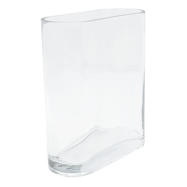 Flat Rounded Clear Glass Vase, 8"