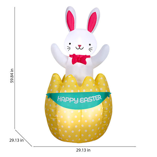 Bunny Brights Airblown Pop Up-Bunny in Egg Inflatable, 60"