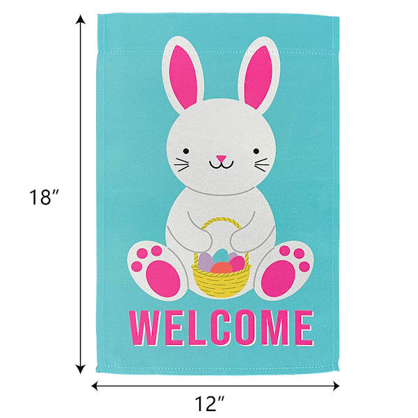 Bunny Brights Bunny with Easter Basket Welcome Yard Flag, 18"