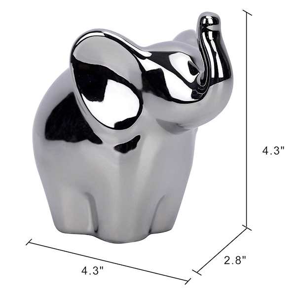 Silver Ceramic Elephant, 4"
