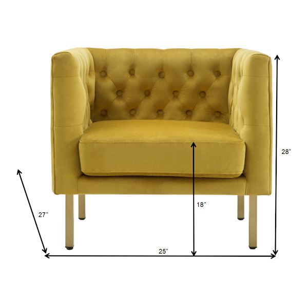 Crosby St. Bendell Velvet Tufted Accent Chair, Yellow