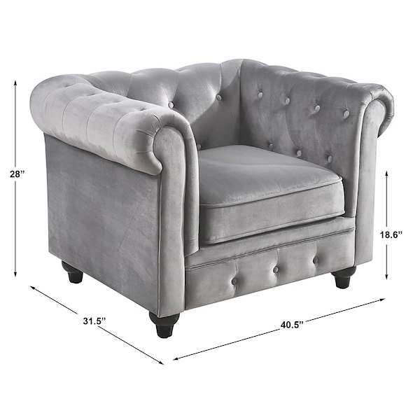 Providence Chesterfield Tufted Accent Chair, Grey Velvet
