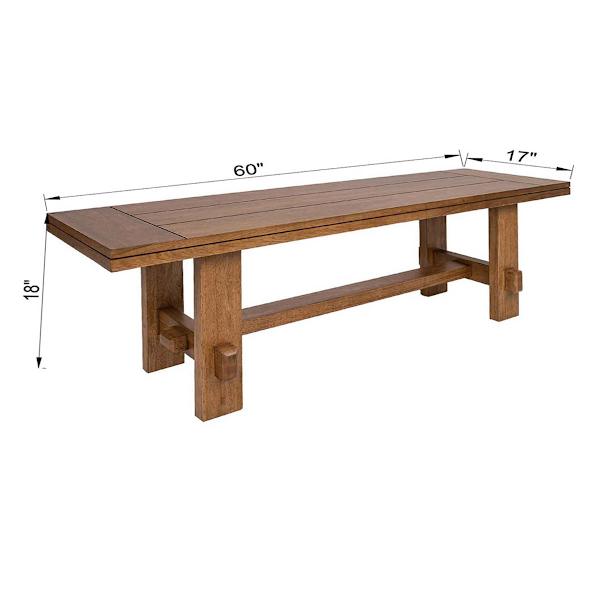 Honeybloom Pasadena Dining Bench with Rustic Natural Finish