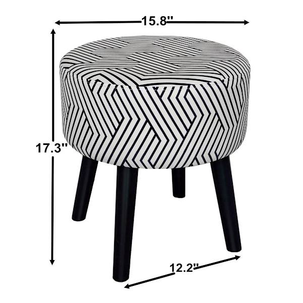Emmy Stool with Black Wooden Legs, Black Lines