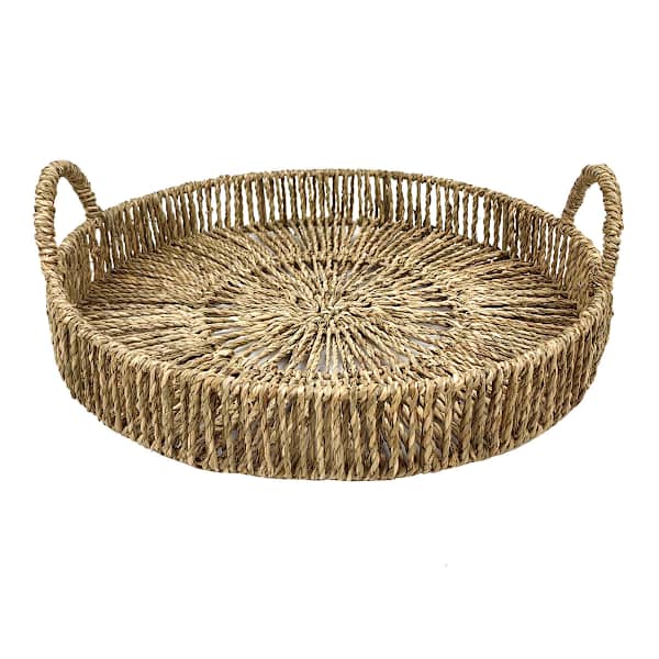 Natural Seagrass Round Serving Tray