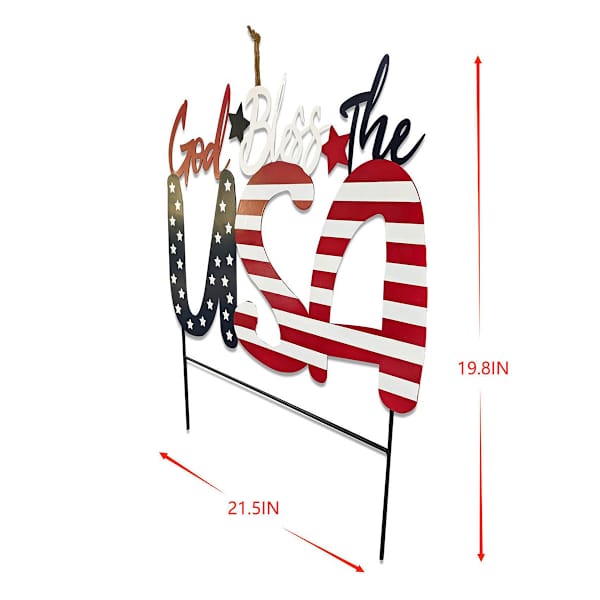 Patriotic God Bless The USA Yard Stake, 21.5"