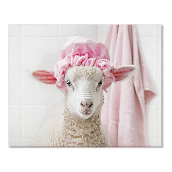 Shower Cap Sheep Canvas Wall Art, 16x20