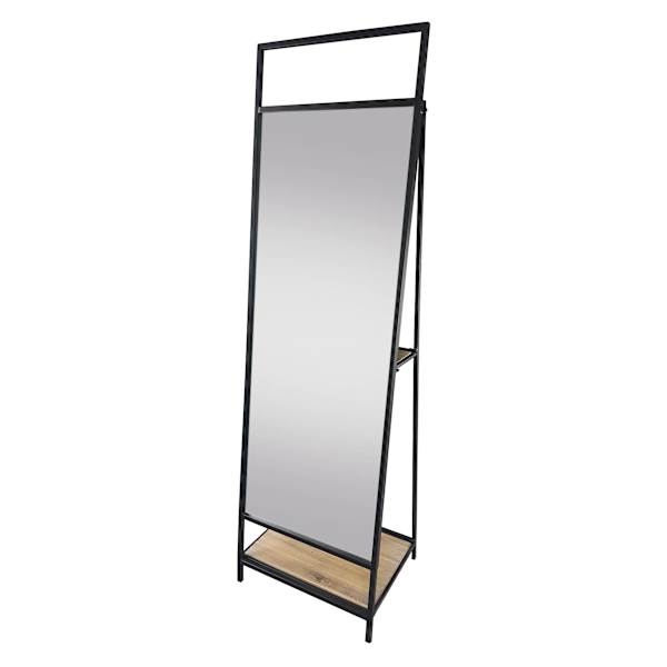 2-Tier Folding Floor Mirror with Storage, 19X65