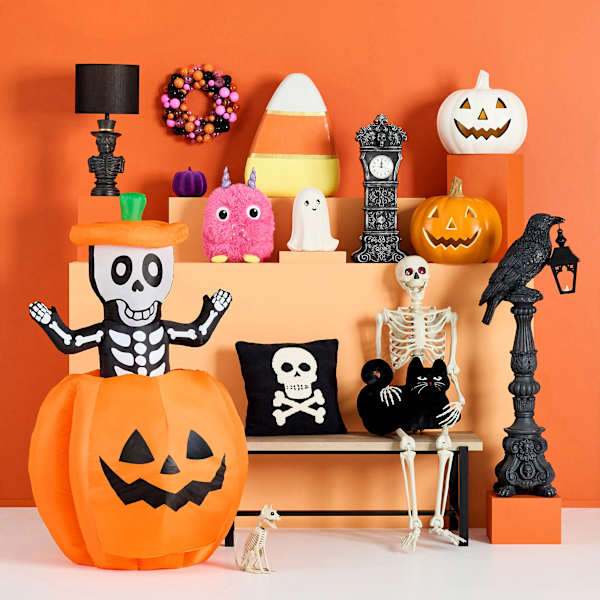 Halloween Jack-o'-Lantern Orange Blow Mold Pumpkin, 16"