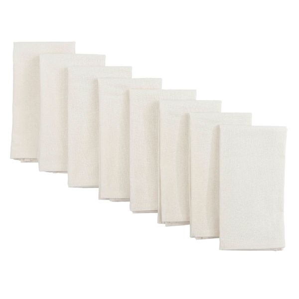 Set of 8 Ivory Cotton Napkins, 18"