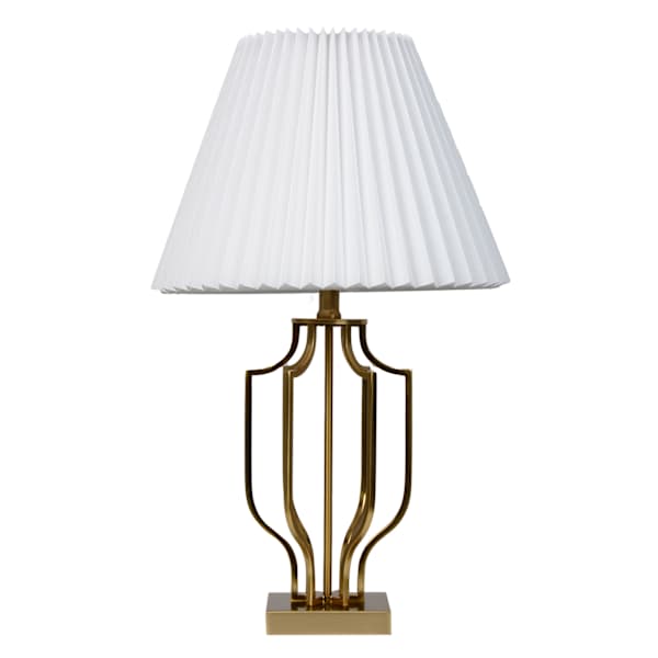 Gold Metal Medium Table Lamp with Pleated Empire Shade, 24"
