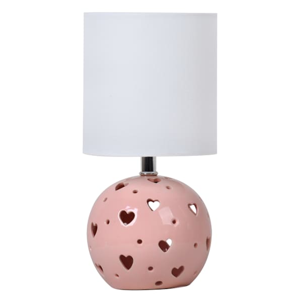 Tiny Dreamers Pink Ceramic Heart Cutout Mini Lamp 12In