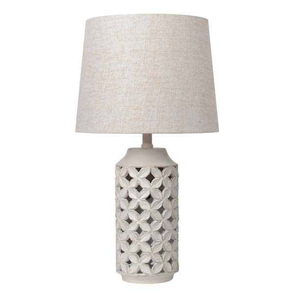 Tan Cutout Lattice Medium Table Lamp with Shade,  24"