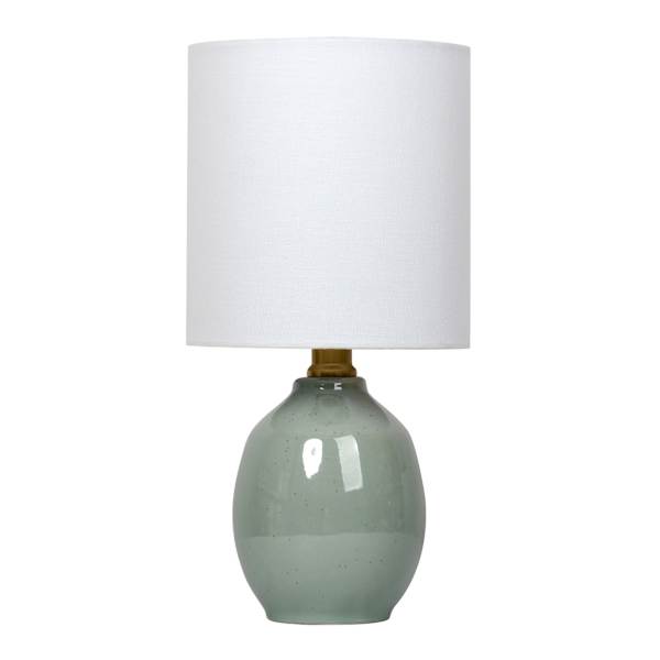 Green Ceramic Speckled Mini Table Lamp with Shade, 12"