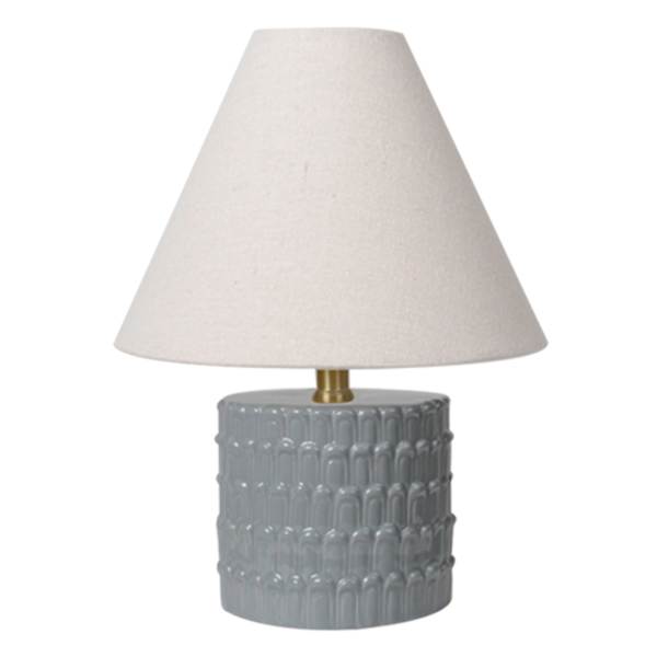 Grey Ceramic Textured Small Table Lamp with Shade, 15"