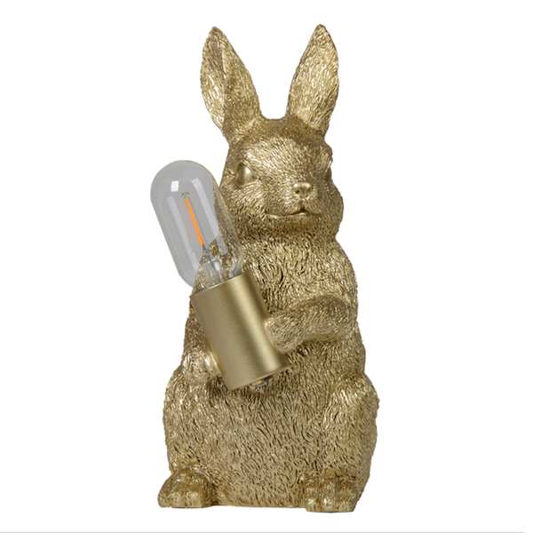 Honeybloom Easter Gold Rabbit Lamp with Bulb, 12"