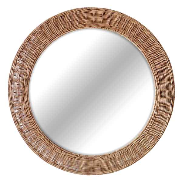Rattan Round Wall Mirror, 30"